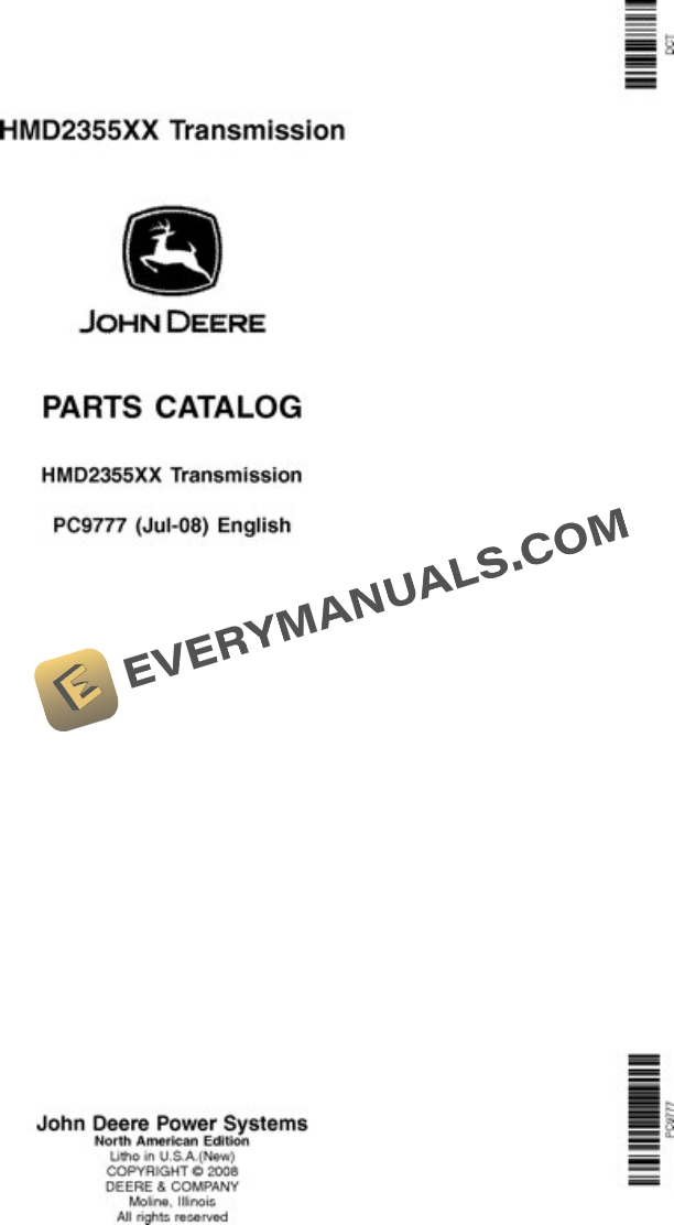 John Deere HMD 2355 Transmission Parts Catalog PC9777
