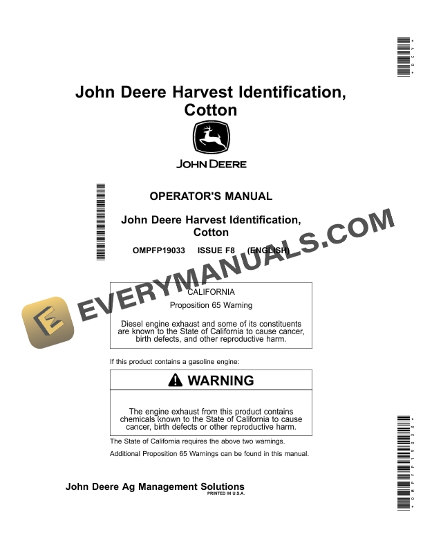 John Deere Harvest Identification Cotton Operator Manual OMPFP19033 1