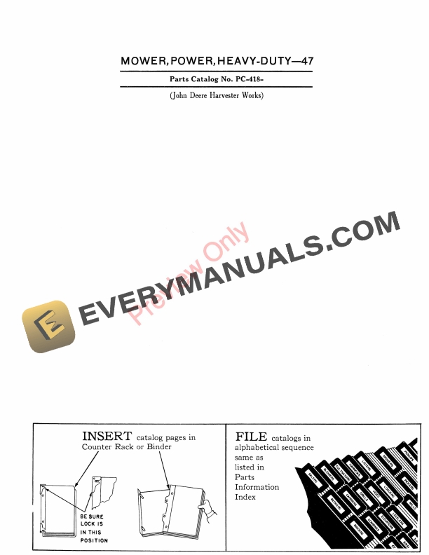 John Deere Heavy Duty Power Mower 47 Parts Catalog PC418 01JUL58 1