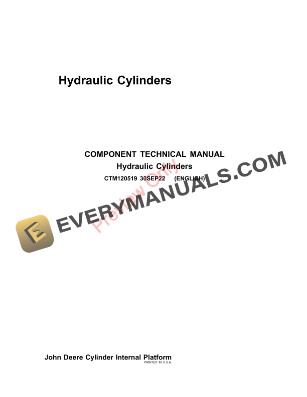 John Deere Hydraulic Cylinders Component Technical Manual CTM120519 30SEP22 1