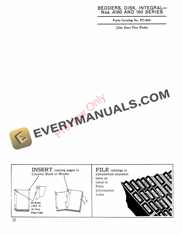 John Deere Integral Disk Bedders - Nos. A162, A164, 162, 164 Parts Catalog PC202 01MAY56