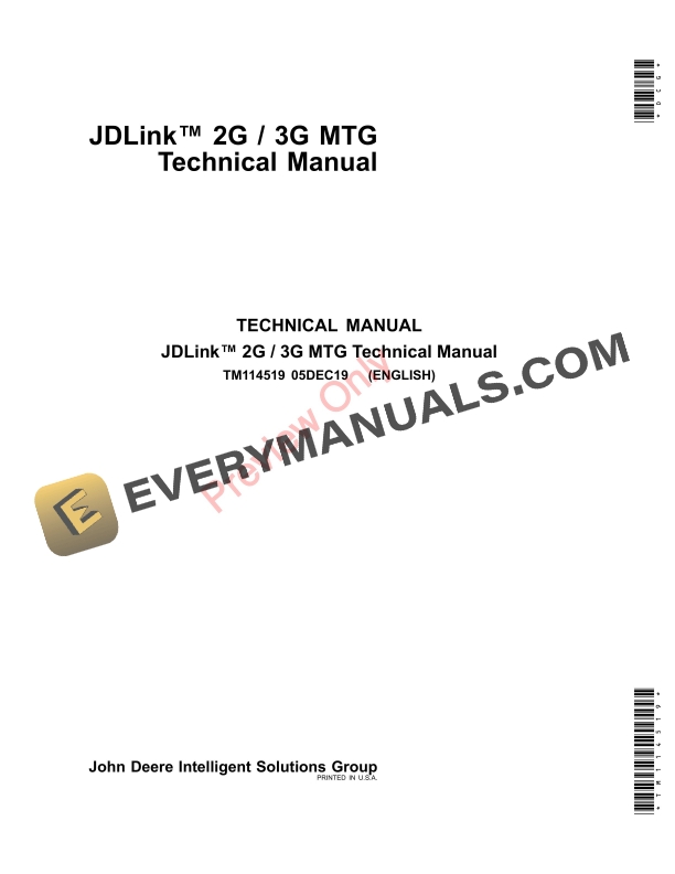 John Deere JDLink 2G 3G MTG Technical Manual TM114519 05DEC19 PDF