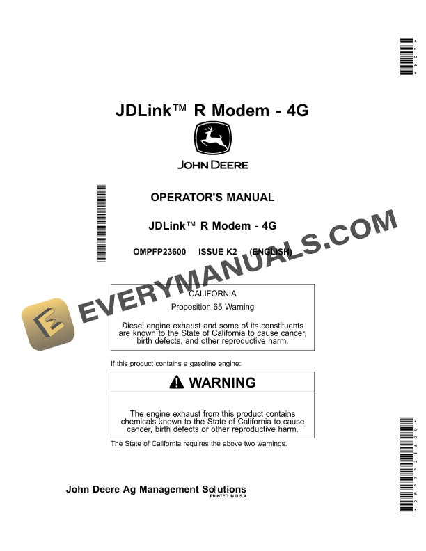John Deere JDLink R Modem 4G Operator Manual OMPFP23600 1