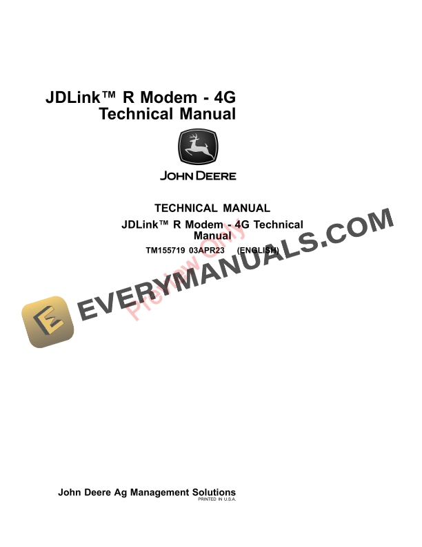 John Deere JDLink R Modem - 4G Technical Manual TM155719 03APR23 PDF