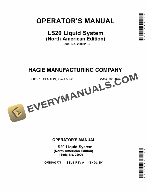 John Deere LS20 Liquid System Operator Manual OMKK90777 1