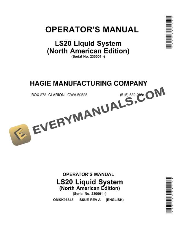 John Deere LS20 Liquid System Operator Manual OMKK96843 1