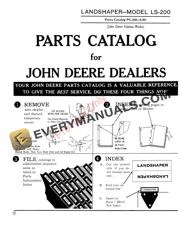 John Deere LS200 Landshaper Parts Catalog PC350 01APR53