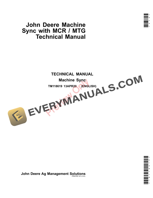 John Deere Machine Sync with MCR MTG Technical Manual TM118619 13APR20 1