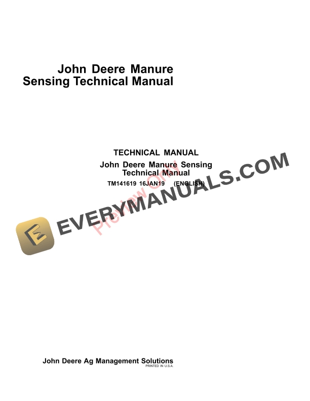 John Deere Manure Sensing Technical Manual TM141619 16JAN19 1