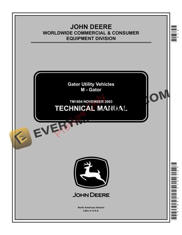 John Deere Military Gator Technical Manual TM1804 01NOV03 1