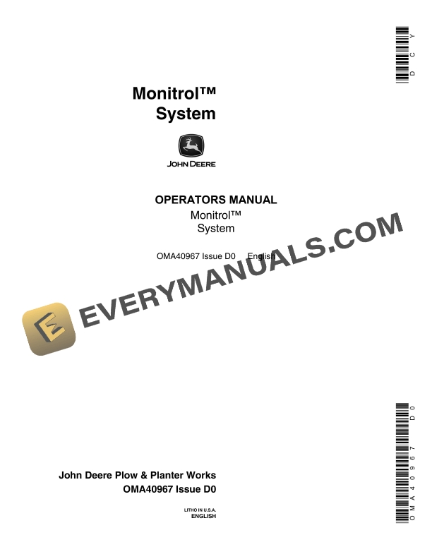John Deere Monitrol System Operator Manual OMA40967 1
