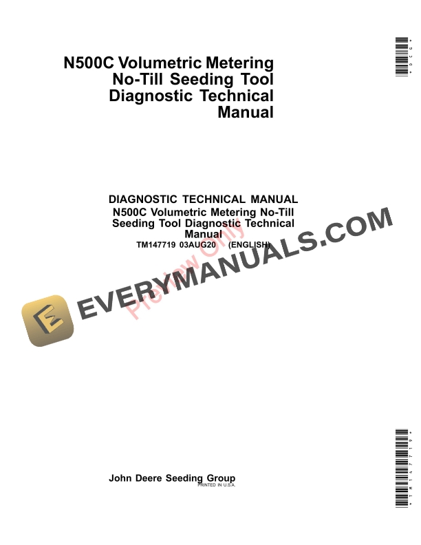 John Deere N540C, N542C, N530C, and N536C (N500C Series) Volumetric Metering No Diagnostic Technical Manual TM147719 03AUG20 PDF