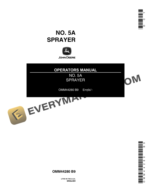 John Deere NO. 5A SPRAYER Operator Manual OMM44280 1