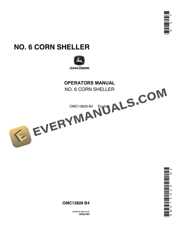 John Deere No. 6 Corn Sheller Operator Manual OMC13828