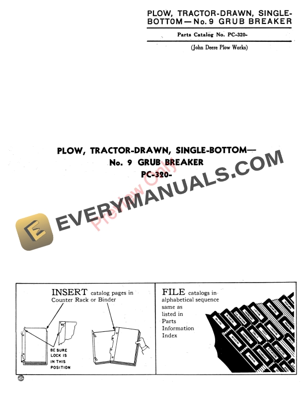 John Deere No. 9 Grub Breaker Parts Catalog PC320 01MAY53
