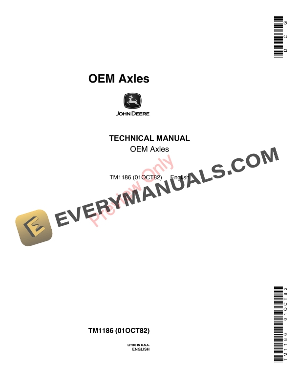John Deere OEM Axles Technical Manual TM1186 01OCT82