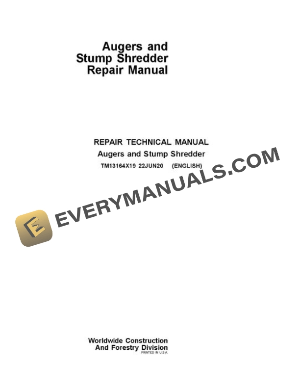John Deere PA15 to SS30 Worksite Pro Attachment Repair Manual TM13164X19