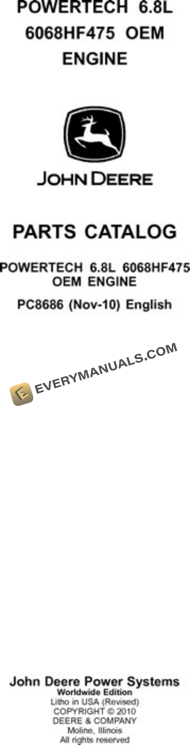 John Deere POWERTECH PLUS Engine Parts Catalog PC8686