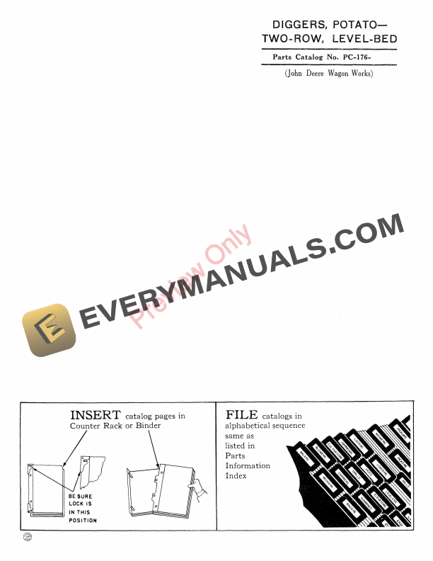 John Deere Potato Diggers - Two-Row, Level-Bed Parts Catalog PC176 01APR56