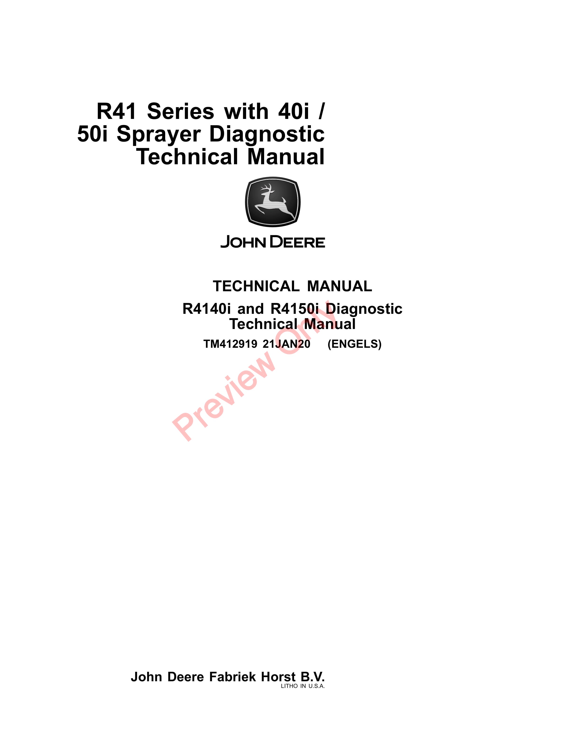 John Deere R4140i and R4150i Chemical Application Vehicle and Demountable Crop Sprayer Technical Manual TM412919 21JAN20 1