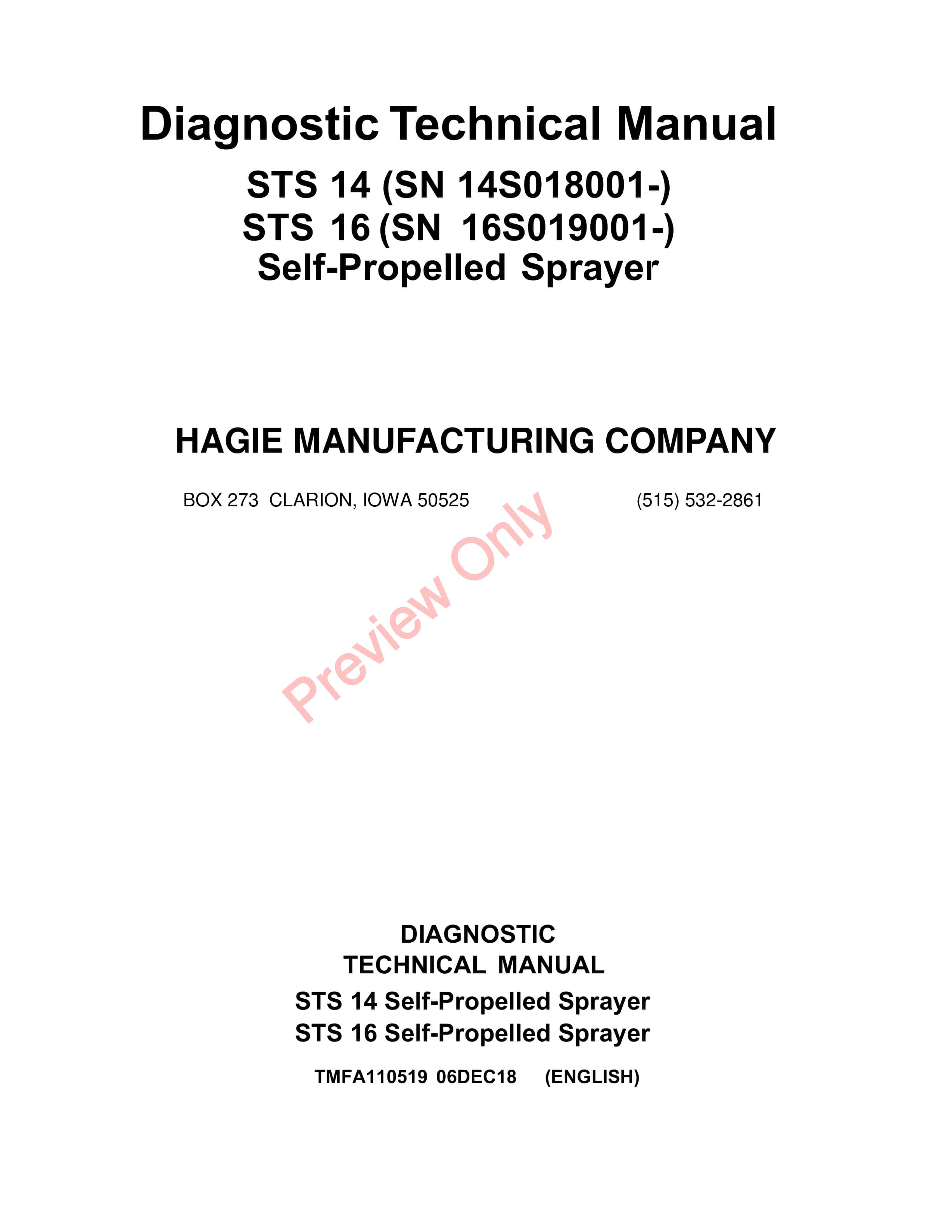 John Deere STS14 and STS16 Self Propelled Sprayers Diagnostic Technical Manual TMFA110519 06DEC18 1