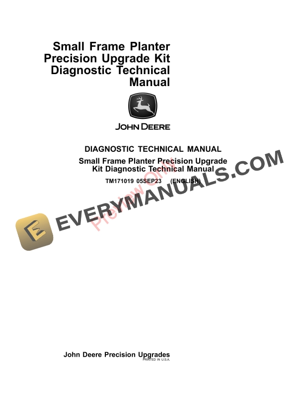 John Deere Small Frame Planter Performance Upgrade Kit Diagnostic Technical Manual TM171019 05SEP23