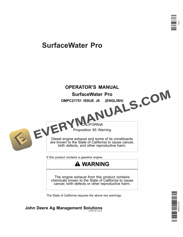 John Deere Surface Water Pro Operator Manual OMPC21751 1