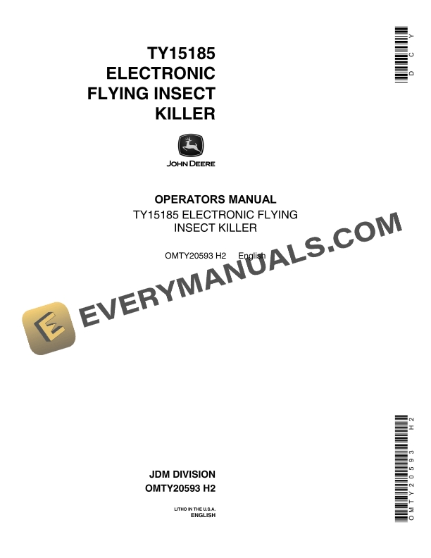 John Deere TY15185 Electronic Flying Insect Killer Operator Manual OMTY20593