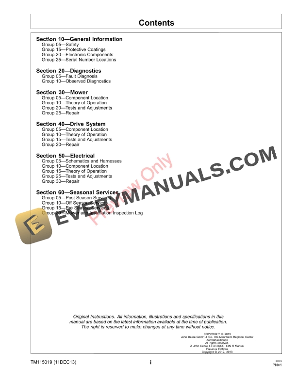John Deere Tango E5 500F MOWiT Autonomous Mower Technical Manual TM115019 11DEC13 1