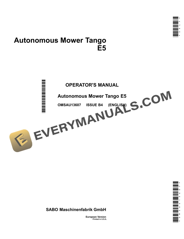 John Deere Tango E5 Autonomous Mower Operator Manual OMSAU13607