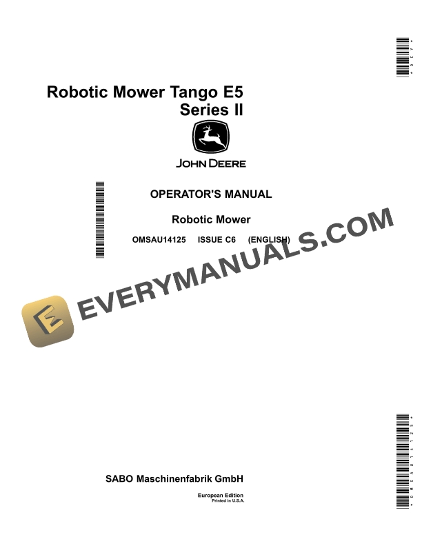 John Deere Tango E5 Series II Robotic Mower Operator Manual OMSAU14125 1