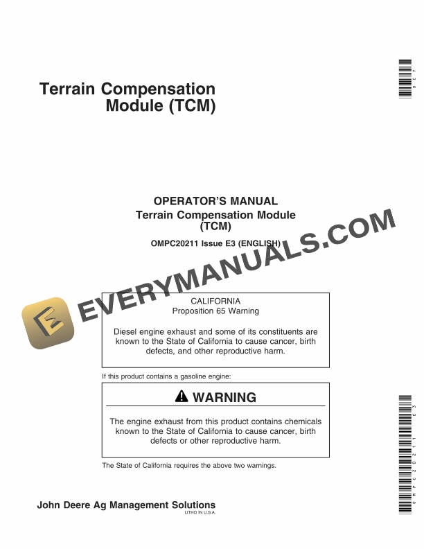 John Deere Terrain Compensation Module TCM Operator Manual OMPC20211 1
