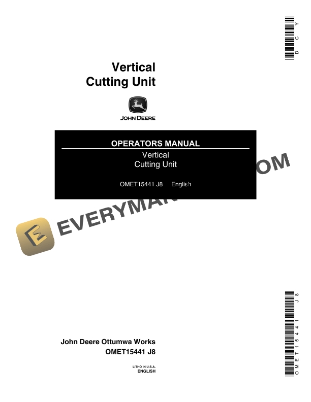 John Deere Vertical Cutting Unit Operator Manual OMET15441 1