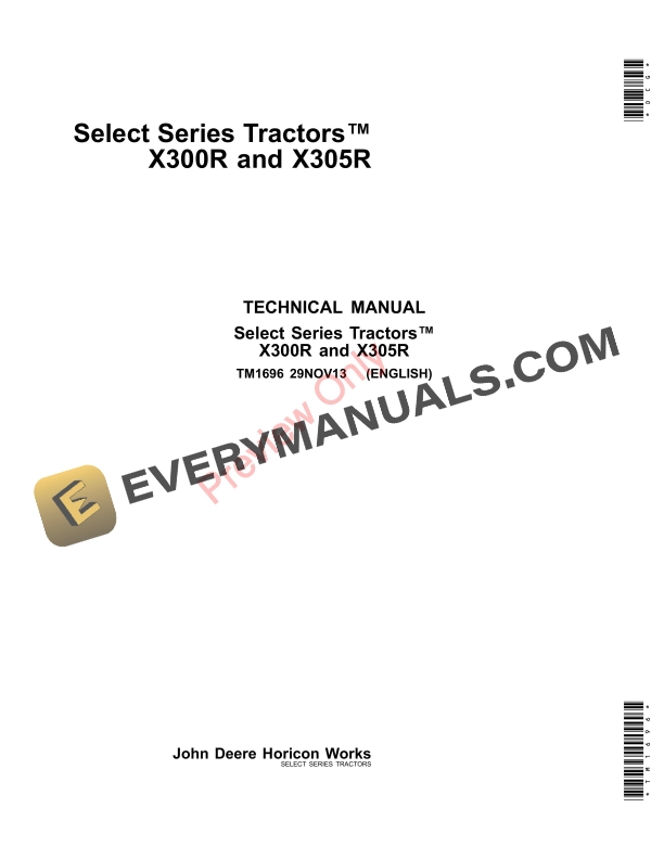 John Deere X300R X305R Select Series Tractor Technical Manual TM1696 29NOV13 1
