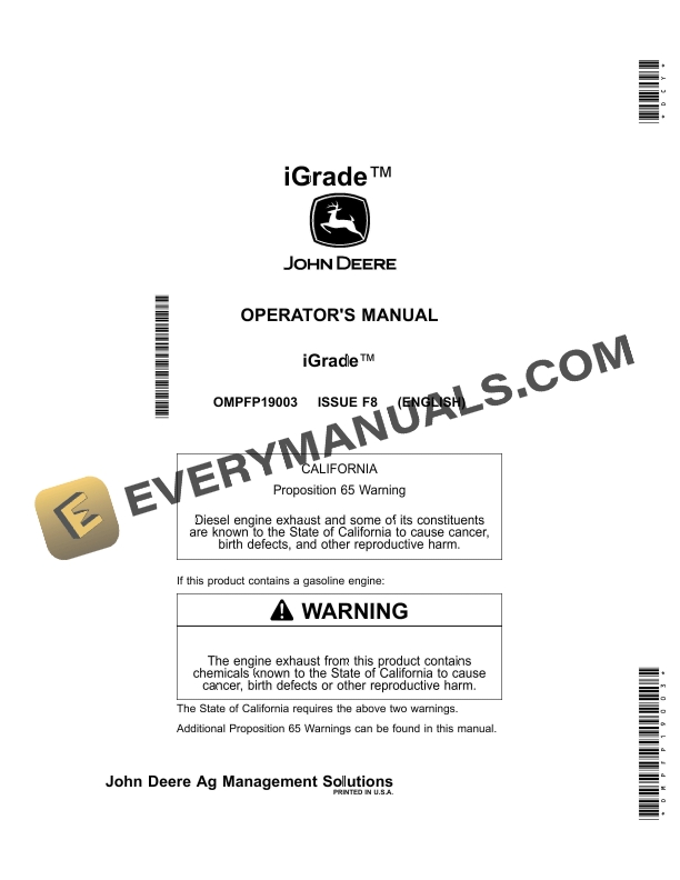 John Deere IGrade Operator Manual OMPFP19003