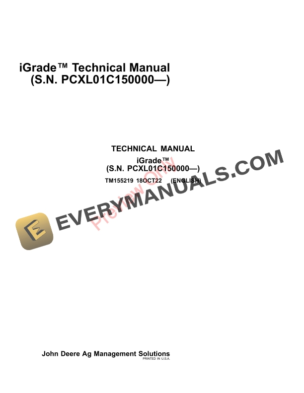 John Deere iGrade PCXL01C150000 Technical Manual TM155219 18OCT22 1
