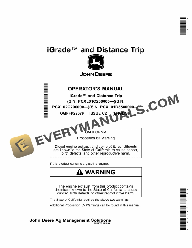 John Deere IGrade and Distance Trip Operator Manual OMPFP22579