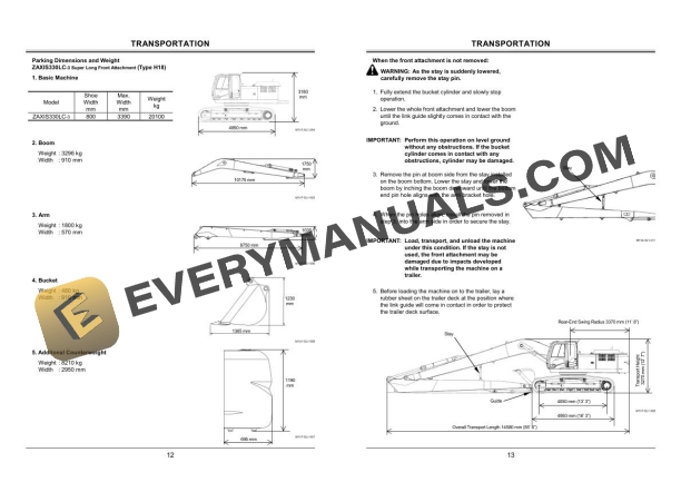 Hitachi Zaxis ZX330LC-3 350LC-3 Excavator Operator Manual EM1V7-SL1-1 4 Hitachi Zaxis ZX330LC-3 350LC-3 Excavator Operator Manual EM1V7-SL1-1 - Image 2