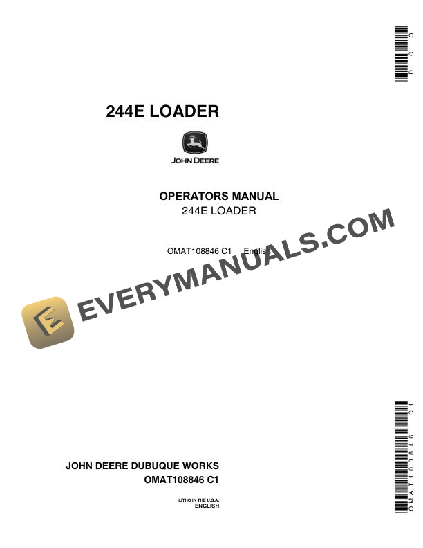 John Deere 244E Loader Operator Manual OMAT108846