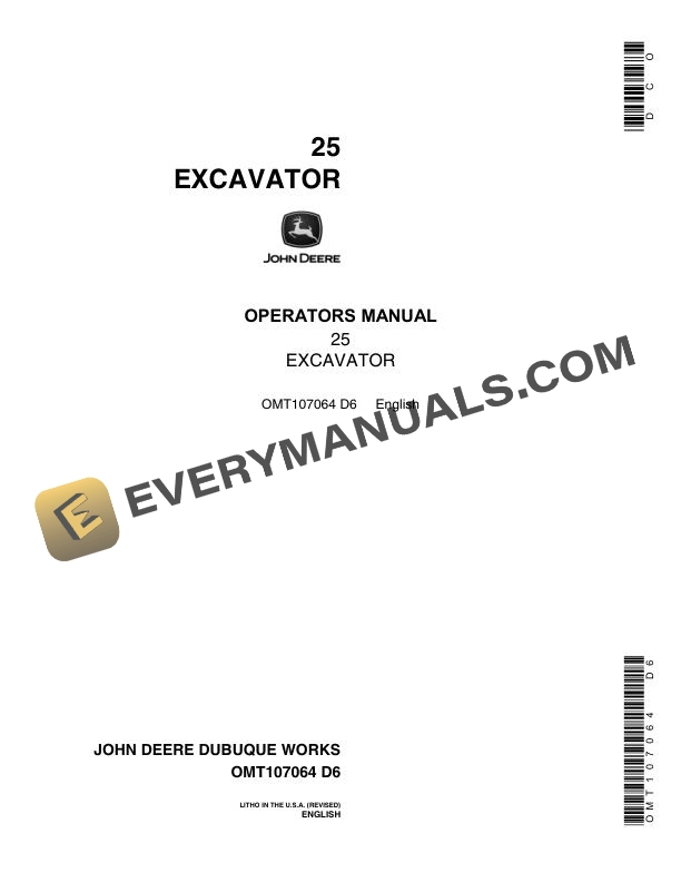 John Deere 25 Excavator Operator Manual OMT107064