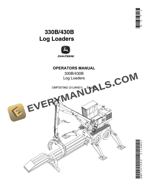 John Deere 330B, 430B Log Loader Operator Manual OMF307962