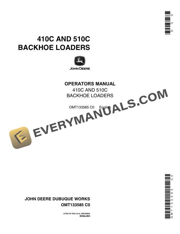 John Deere 410C 510C Backhoe Loader Operator Manual OMT133585