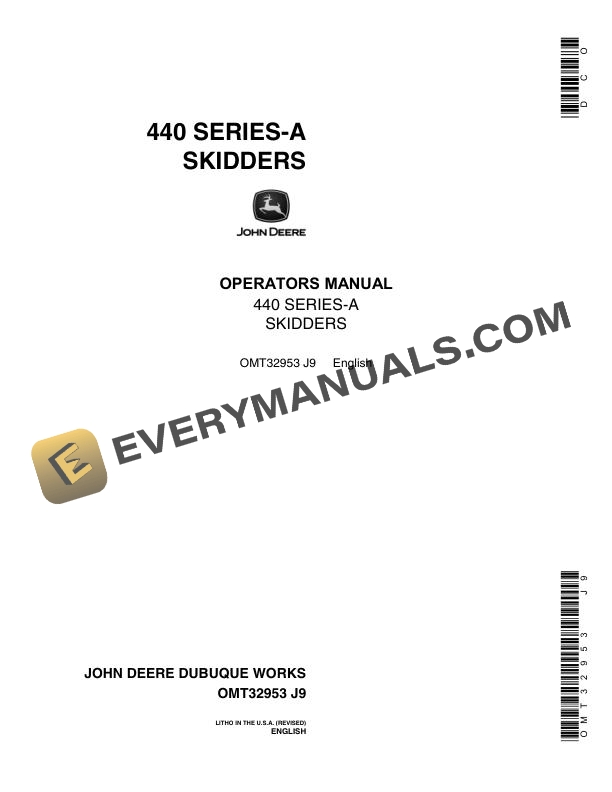 John Deere 440 Series A Skidder Operator Manual OMT32953