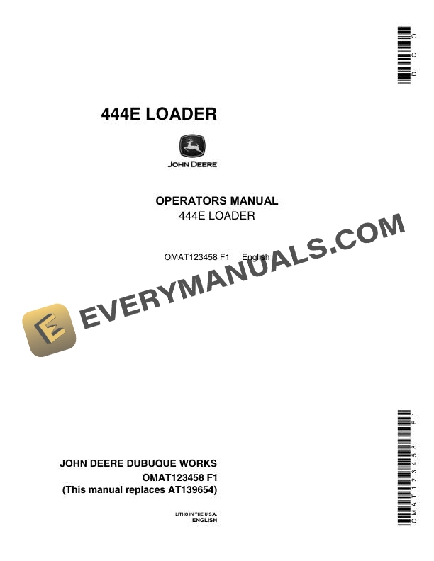 John Deere 444E Loader Operator Manual OMAT123458