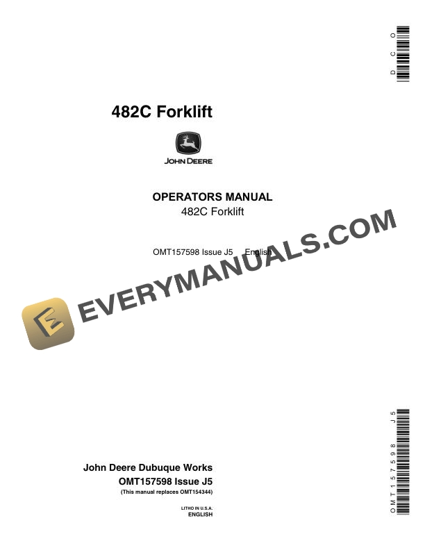 John Deere 482C Forklift Operator Manual OMT157598