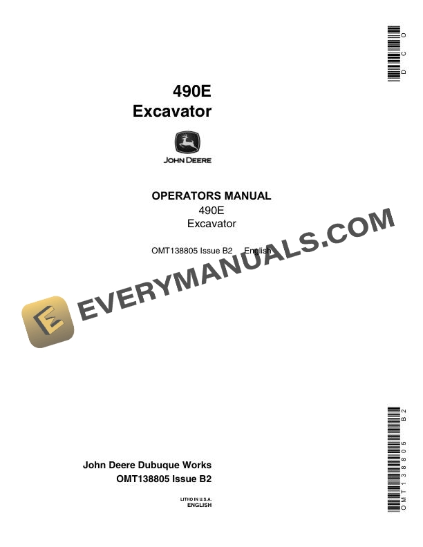 John Deere 490E Excavator Operator Manual OMT138805