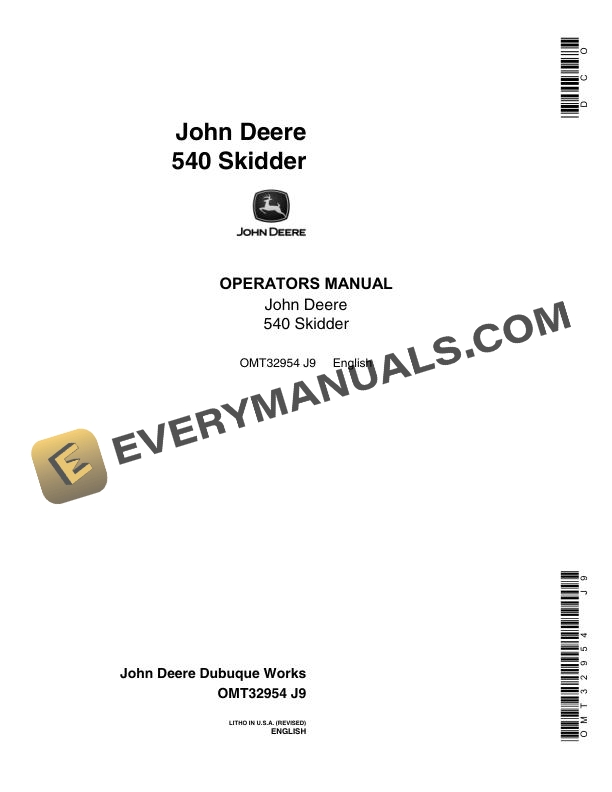 John Deere 540 Skidder Operator Manual OMT32954