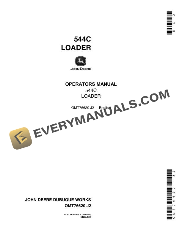 John Deere 544C Loader Operator Manual OMT76620