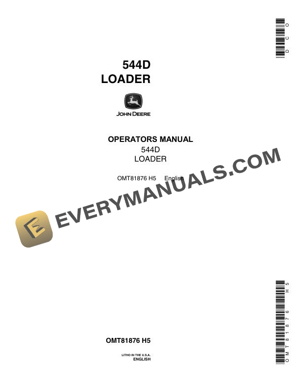 John Deere 544D Loader Operator Manual OMT81876