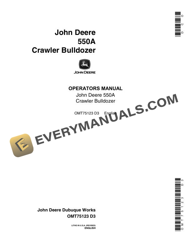 John Deere 550A Crawler Bulldozer Operator Manual OMT75123